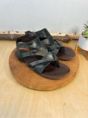 Roan by Bed Stu Charlie dark grey leather sandals size 8